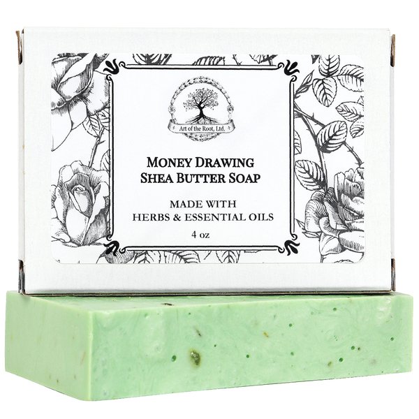 Art of the Root Money Drawing Shea Herbal Soap Bar Handmade | Prosperity, Wealth, Abundance Rituals | Wiccan Pagan Hoodoo Voodoo
