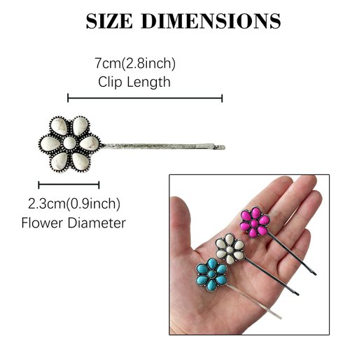 TMUSIBEN Hair Clips for Women and Girls Three Colors Turquoise Beige and Pink with Metal Bohemian Conch Squash Blossom Western Cowgirl Retro Ethnic Style Wedding Hair Accessory (beige)