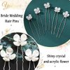 Yokawe Bridal Wedding Hair Pins Silver Bride Hairpin Flower Hair Accessories for Women and Girls （Pack of 5）