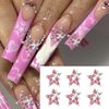 20Pcs Pink Star Butterfly Nail Charms Acrylic Nails, Shiny Crystals Five-Pointed Star Butterfly Nail Rhinestones Design Nail Art Jewels Nail Gems Accessories for Nail Art Supplies Manicure Craft DIY