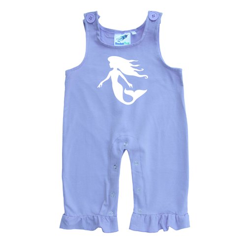Rocket Bug Baby and Toddler Overalls-Mermaid (9-12 months, Lavender with Ruffles)