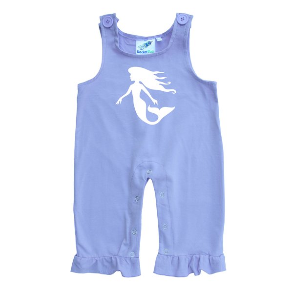 Rocket Bug Baby and Toddler Overalls-Mermaid (9-12 months, Lavender with Ruffles)