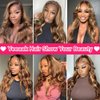 Yeeaak 13x6 Lace Front Wigs Human Hair 13x6 Highlight Ombre Body Wave HD Lace Frontal Wig for Women Pre Plucked With Baby Hair 180% Density Glueless Brown Honey Blonde Wig 4/27 Color 26Inch
