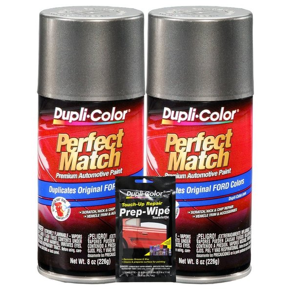 Dupli-Color Dark Shadow Gray Exact-Match Automotive Paint For Ford Vehicles - 8 oz, Bundles with Prep Wipe (3 Items)