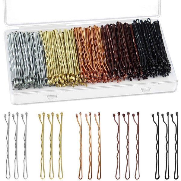 AITRAI Bobby Pins, 250 Count Hair Pins Bulk Sliver Bobby Pins Brown Pins Gold Bobby Pins Blonde Hair Black Bobby Pins with Box For All Hair Types, 2.2 Inches