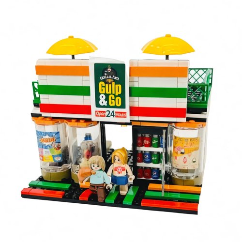 General Jim's Build Your Urban Oasis Gulp & Go' Modular Convenience Store & Gas Station Building Blocks Set – 320-Piece Creator Street Kit – Perfect for Imaginative Play & Cityscapes!