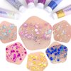 MEICOLY 2pcs Face Body Glitter,Singer Concerts Festival Rave Accessories,Mermaid Face Glitter Gel,Sparkling Sequins Glitter Face Paint,Holographic Chunky Glitter for Eye Lip Hair,100ml,White+Blue