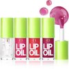 HOSAILY Lip Oil Set, 4 Colors Big Brush Head Hydrating Lip Glow Oil, Plumping Transparent Shiny Moisturizing Tinted Lip Gloss, Long Lasting Nourishing Non-sticky Fresh Clear Smooth Lip Care Oil Makeup
