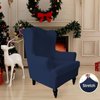 Easy-Going Stretch Wingback Chair Sofa Slipcover 1-Piece Sofa Cover Furniture Protector Couch Soft with Elastic Bottom Polyester Spandex Jacquard Fabric Small Checks(Wing Chair,Navy)
