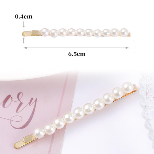 Pearl Bobby Pins Gold - 2Pcs Vintage Elegant Pearl Hair Clips Elegant for Women French Decorative Hair Pins Barrette Sparkling Hair Accessories for Women Girls, Ideal Gifts for Her