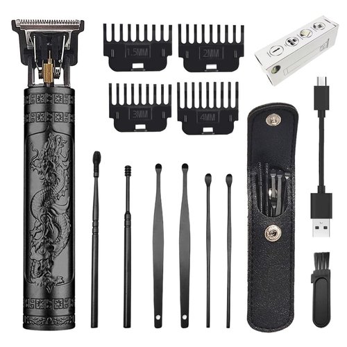 YIPINER Hair Clippers for Men, Cordless Hair Clippers, Travel Small Hair Clippers 5.7" Hair Trimmer Classical Sculpting Styling Rechargeable Hair Remover with 6 Pieces Earpick (Black)