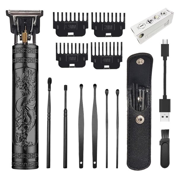 YIPINER Hair Clippers for Men, Cordless Hair Clippers, Travel Small Hair Clippers 5.7" Hair Trimmer Classical Sculpting Styling Rechargeable Hair Remover with 6 Pieces Earpick (Black)