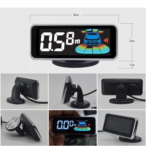 4 Parking Sensors kit Car Auto Vehicle Reverse Backup Radar System Distance Detection LCD Distance Display Sound Warning (6 Parking Sensors kit (Black))