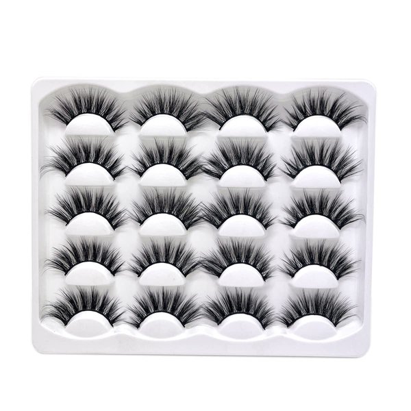 False Eyelashes 3D Faux Mink Lashes Pack Dramatic Fluffy Thick Volume Full Cross Soft Reusable Handmade Fake Eyelashes 10 Pairs Pack by Lifernilash (LFN5D04)
