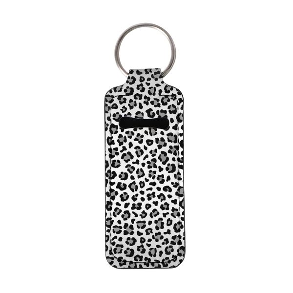 Horeset Chapstick Holder Portable Strong Lipstick Sleeve Pouch Lipstick Holder White Leopard Print Keychains