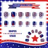 384 Pieces 16 Pack 4th of July Press On Nails Medium Patriotic Press On Nails Short Independence Day Nails Red White and Blue American Flag Nails Square False Nails Full Cover Coffin for Women Girls