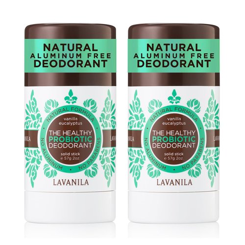 Lavanila Natural Aluminum Free Deodorant 2-Pack, Vanilla Eucalyptus - The Healthy Deodorant for Men and Women, Solid Stick (2 Ounce Each), Vegan