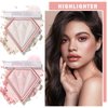 2PCS Face Glitter Highlighter Makeup Palette Shimmer Contour Powder Waterproof Long-Lasting Brightens Face Contour Illuminator Highlighters Blush Powder Makeup Palette - Pearl White, Fairy Pink