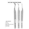 GMI Lash Tweezers - Pack of 3 Firber Tip Eyelash Tweezers - Stainless Steel Eyelash Extension Tweezers