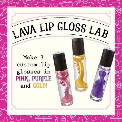 MindWare Science Academy Lava Lip Gloss lab -Kit includes 33pcs to teach kids & teens cosmetic chemistry - Boys & girls make 3 colorful & funky DIY lip glosses