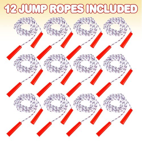 ArtCreativity 84 Inch Nylon Ropes for Kids - Pack of 12 - Durable Jump Ropes with Plastic Handles - Healthy Indoor and Outdoor Skipping Activity, Party Favors, Gifts for Boys and Girls