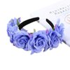 ASTRQLE Mexican Rose Flower Crown Headband Rose Floral Crown Garland Wedding Festival Headband Mexican Headpiece(Blue)