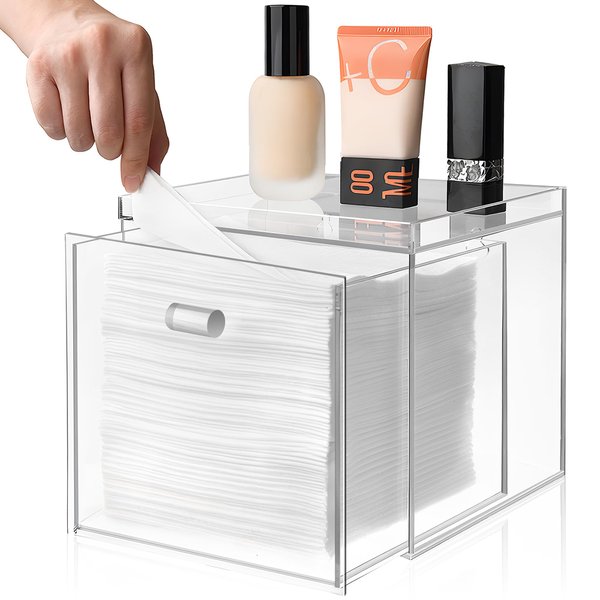Acrylic Disposable Facial Towel Storage Box Compatible with Clean Skin Club Clean Towel XL,Acrylic face Towel Container Box Wall-Mounted Makeup Organizer with Drawer (Excluding Facial Towels)