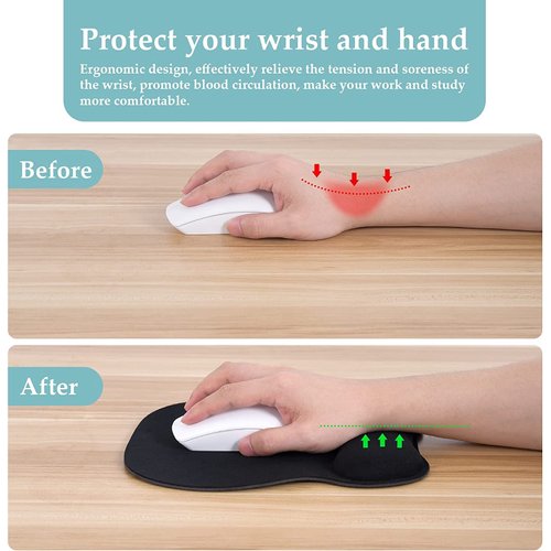Ergonomic Gaming Mouse Pad with Wrist Support Gel Rest for Laptop at Internet Cafe, Home & Office, Non-Slip Silicone Base Mouse Mat
