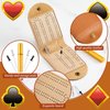Liliful 2 Sets Portable Cribbage Board Game Set Leather Travel Cribbage Board Travel Games Each Set with 4 Metal Cribbage Board Pegs, 1 Mini Cribbage Board, 2 Track 1 Storage Slot