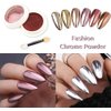 BISHENGYF Rose Gold Chrome Nail Powder: 【Super Metallic Mirror Effect】Holographic Glitter Nail Chrome Powder Rose Gold Chrome Nail Powder for Nails Art DIY Decoration
