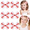 Whaline 6 Packs Baseball Hair Bow Clips Red and White Baseball Cheer Hair Clips Grosgrain Ribbon Softball Cheerleading Hair Barrettes Alligator Clips Hair Accessories for Girls Teens Toddlers