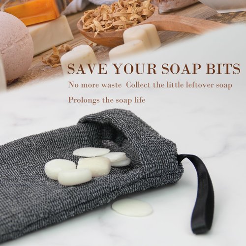 Gotpgoda 8 Pack Soap Bags - 6 Pcs Soap Saver Pouch & 2 Pcs Soap Foaming Net, Soap Pocket for Deep Exfoliating Body Scrubber for Bath or Shower