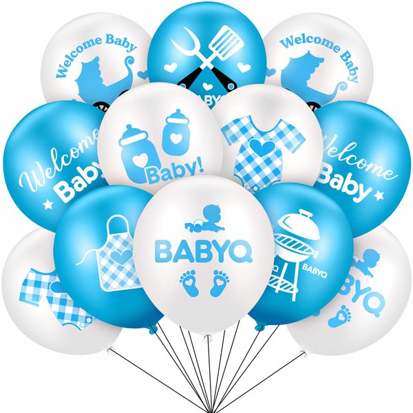 Jerify 56 Pieces 12 Inch Baby Q Balloons Baby Shower Latex Balloons Baby Theme Balloons Baby Q Party Supplies Set for Summer BBQ Picnic Baby Shower Party Birthday Party (Red)
