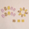 Extra Short Press on Nails Coffin Fake Nails Summer Nails Press ons Glossy Glue on Nails Cute False Nails with Sunflower Designs Yellow Full Cover Ballet Artificial Stick on Nails for Women 24Pcs