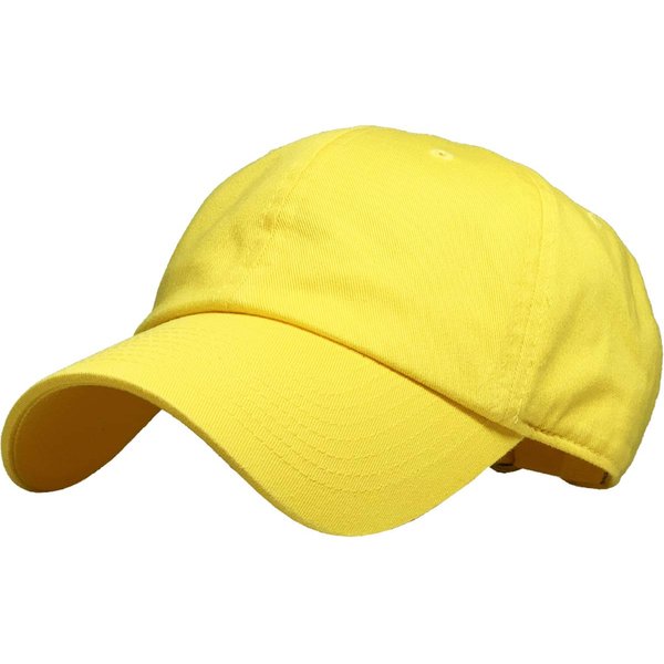 KBE-Classic YEL Classic Washed Cotton Dad Hat Baseball Cap Polo Style Yellow