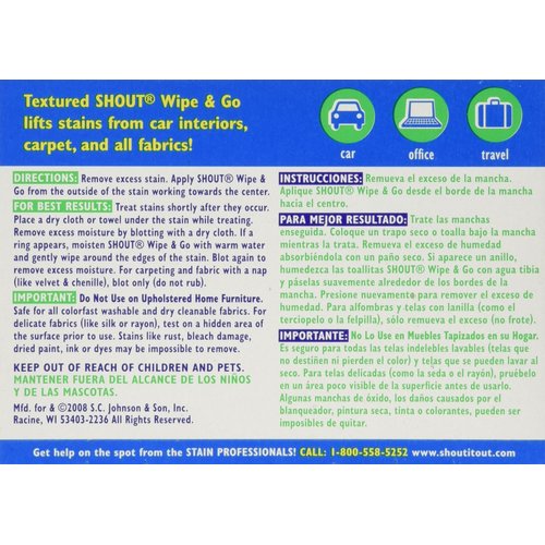 Shout Stain Remover Wipes-12 ct. (Pack of 3)