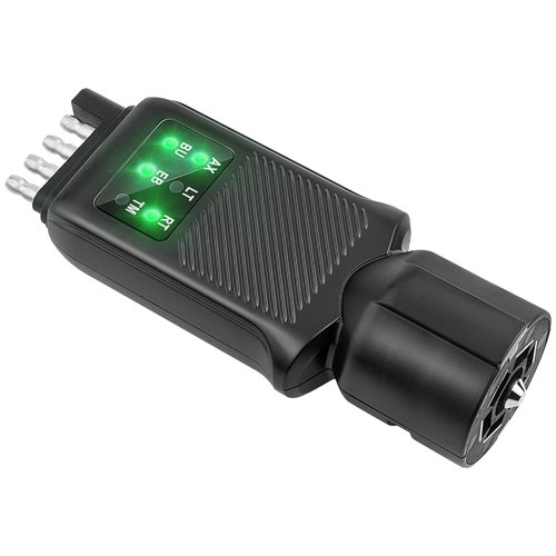 Oyviny 3-in-1 Trailer Plug Tester 4/5 Pin Flat & 7 Pin Trailer Light Tester with Double-Sided LED Indicators, 5 Way & 7 Way RV Trailer Connector Tester, Not Suitable for Vehicle with Lamp Out Sensor