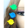 Tara Girls Super Cute Self Hinge Plastic Mulit Design Hair Barrettes Selection. 28 pc N.Sunflower mix color. Flower size 0.8 inch * 0.8 inch