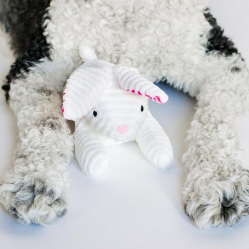 Midlee Stripe Ears White Easter Rabbit Dog Toy