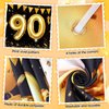 Black Gold 90th Birthday Decorations for Men Women, Black and Gold Birthday Yard Banner Sign and 18 PCS 90th Happy Birthday Balloons for 90th Anniversary Birthday Party Supplies Outdoor Yard Decor