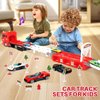 ITEFDTUTNE Carrier Truck Race Car Track Set for Toddlers Toys, 4 FT Race Track and 6 Die-Cast Toy Cars, Truck Toy with Lights & Sounds Xmas Gifts for 3 4 5 6 7 8 Years Old Kids Boys Girls (Red)