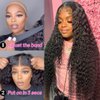 200% Density 13x6 Lace Front Wigs Human Hair Bleached Knots Glueless Deep Wave Lace Front Wigs Human Hair Pre Plucked HD Lace Bye Bye Knots Curly Human Hair Wigs for Black Women (Black, 30inch)