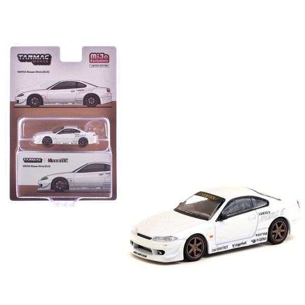 1:64 Scale Diecast Model Car Compatible with Nissan Silvia (S15) Vertex White Metallic Lamley Special Edition Global64 Series Limited Edition by Tarmac T64G-023-WH