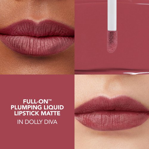 Buxom Full-On Plumping Liquid Lipstick Matte, Plumping Lip Color with Vitamin E, Hyaluronic Acid & Plumping Peptide Complex, Hydrates & Smooths Lip Lines, Transfer-Proof, Cruelty-Free (Dolly Diva)