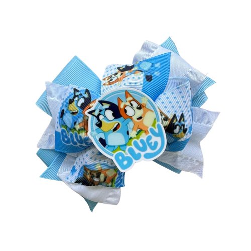 4 Piece Blue Dog Cartoon Inspired Hair Bow Set/Birthday and Cosplay Bows by Inspired Bows