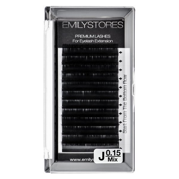 EMILYSTORES Lash Extensions 0.15mm Thickness J Curl Mixed Sizes 8-14mm Length Individual Volume Natural Eyelashes For Eyelash Extensions(0.15,J,Mixed 8-14mm)