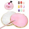 2 Pcs Resin Nail Art Palette, Gold Edge Nail Polish Color Mixing Palette, Round Nail Painting Display Tray Cosmetic Mixing Tools Nail Art Accessories for Nail DIY Supplies(White Pink)