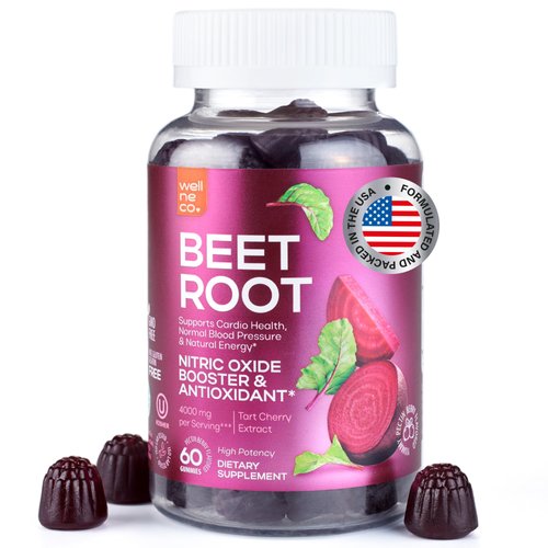 Beet Root Chews with Tart Cherry Extract 4000 mg - Nitric Oxide Booster - Support Cardio Health, Blood Pressure and Energy Levels - Non-GMO, Pectin Based Beet Chews - for Women and Men