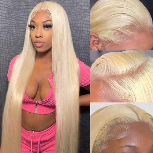 Myecool 613 Blonde Lace Front Wigs Human Hair 13x4 150% Density Straight Lace Frontal Wig Human Hair Pre Plucked With Baby Hair HD Lace Front Wigs Human Hair for Women (32 Inch)