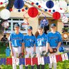 Baseball Birthday Party Decorations Baseball Happy Birthday Banners Navy Blue Red Honeycomb Ball Baseball Theme Hanging Swirl Streamer Circle Dot Garland Decor for Kids Adult Sports Party Supplies